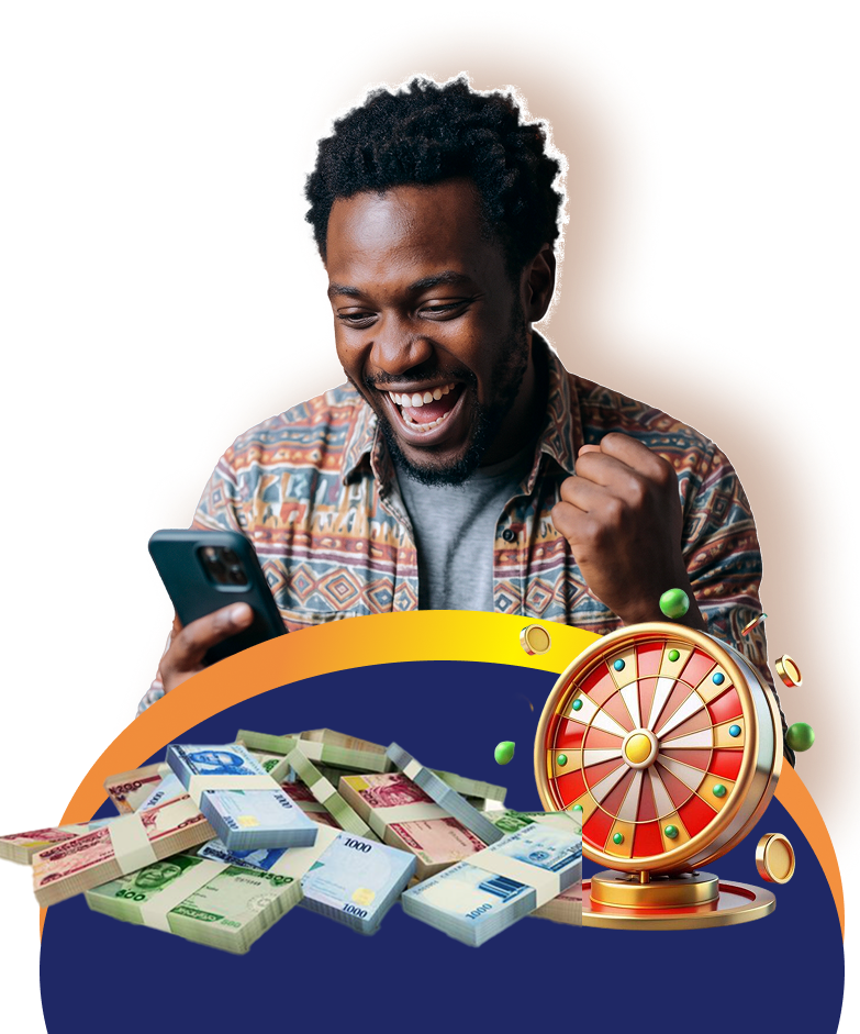 Celebrating winner with prizes